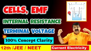 12 Cells, EMF, Internal resistance & terminal Voltage, Current Electricity Class 12, JEE, NEET