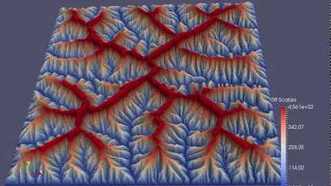 Landscape evolution model by Dr. Jon Pelletier, University of Arizona