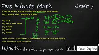 7th Grade Math Predictions From Simple Experiments