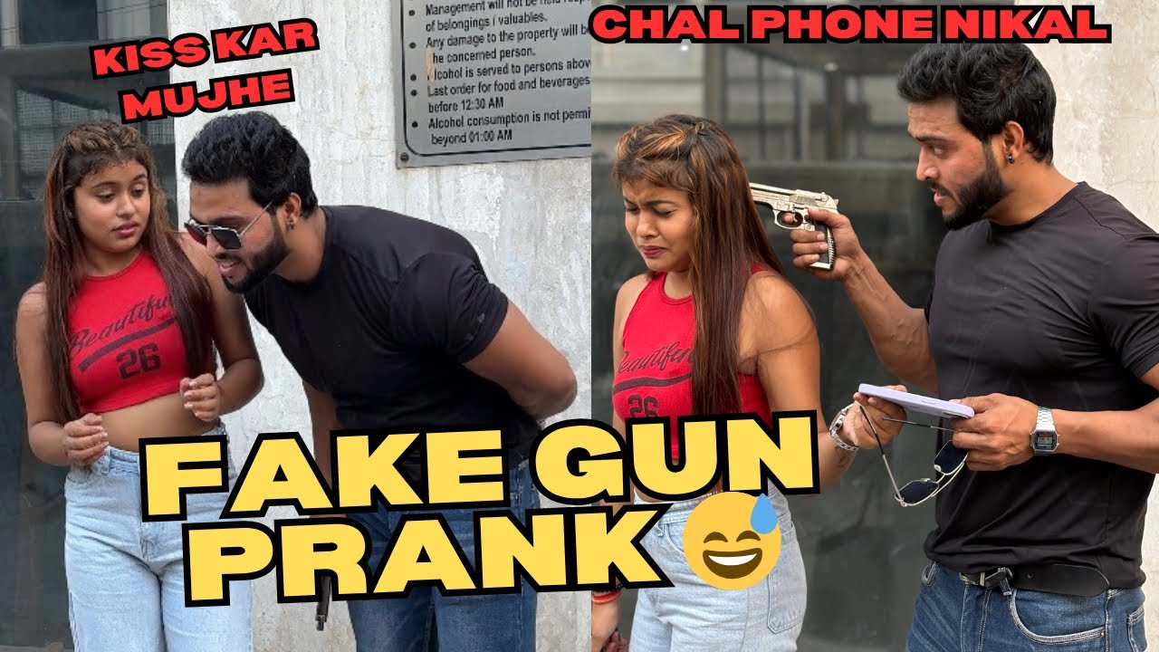 Fake gun prank 🔫 prank with cute girl 😍😂|| ladki ne kiss kar liya 😍😍||. 