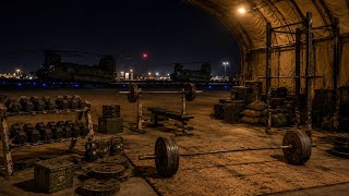 Military Airfield Gym Ambience | Aircraft Sounds & Rock Music
