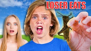 Losers Eats 🦗! Girls Vs Boys Mystery Box of Lies Challenge!