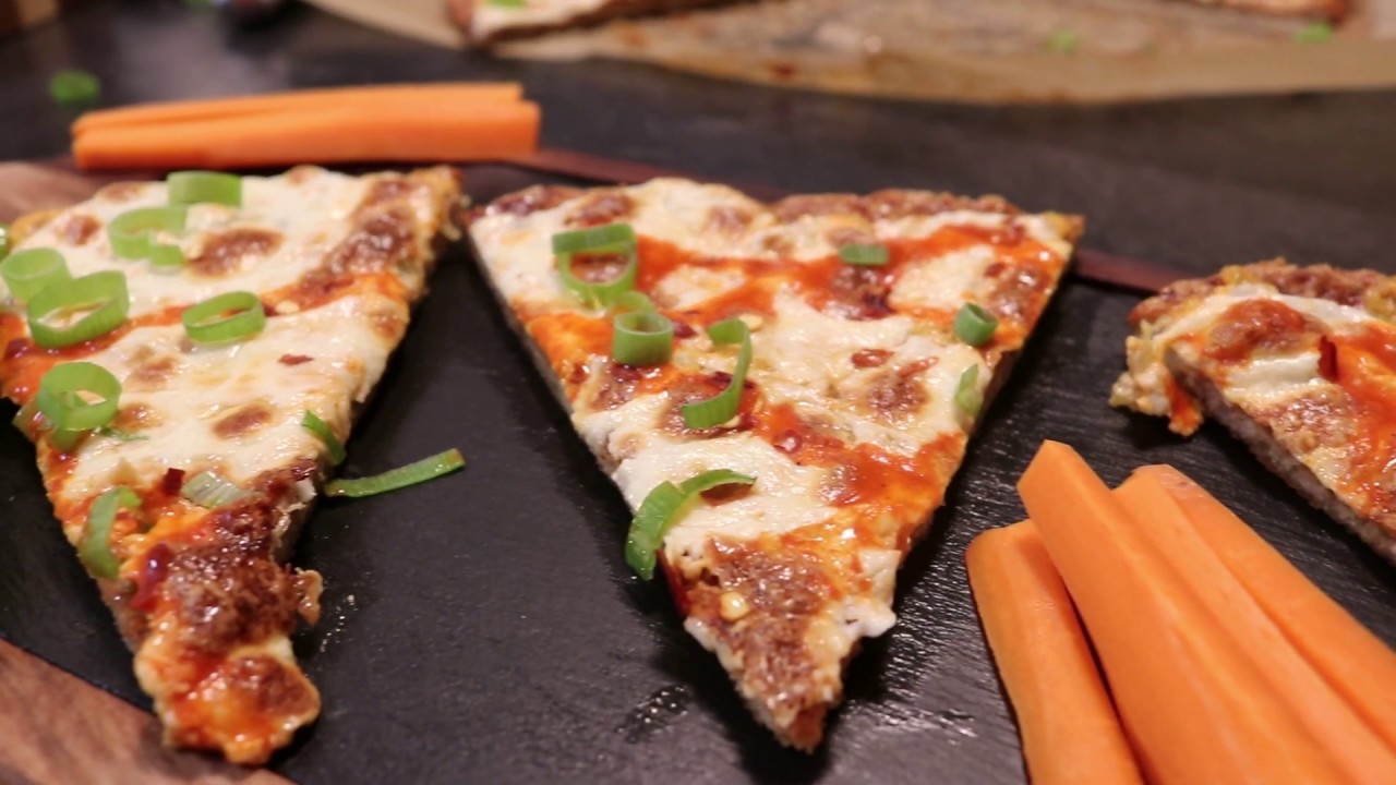 Keto Buffalo Chicken Pizza Crust made with Pork Rinds and Chicken! YouTube