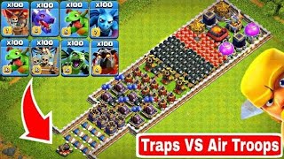 100x Air Troops Vs Trap Base Formation Clash Of Clans #gaming#video#gamingvideo