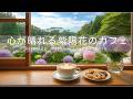 【リラックスBGM】心が晴れる紫陽花のカフェ🌿雨上がりの景色とやさしい音楽|Relaxing Piano & Guitar 150min|リラックス・読書・勉強・作業用音楽