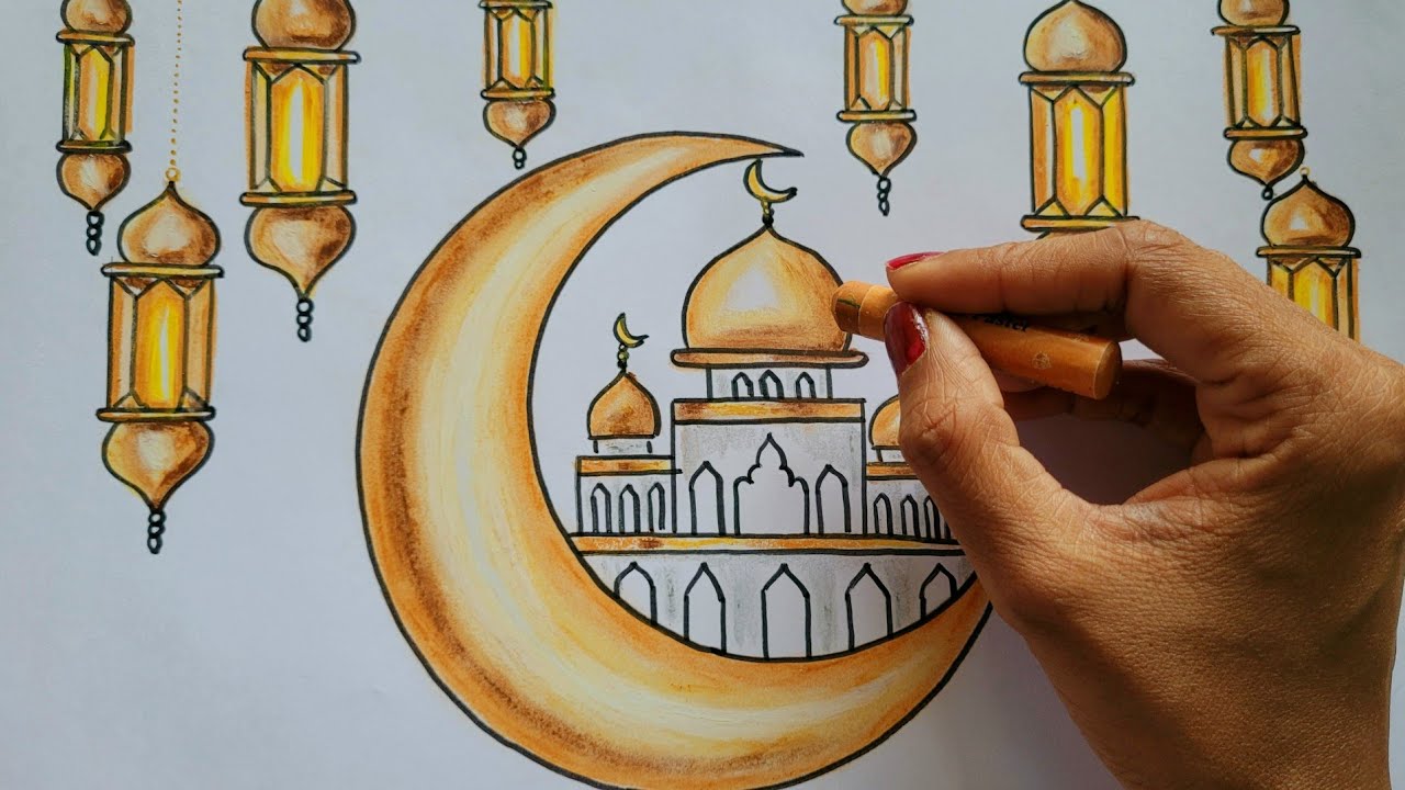 Eid Mubarak Drawing - Easy Pencil Sketch for Eid Ul Fitr Wishes