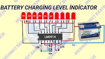 LM3914  . battery level indicator  .  LM3914 ile batarya seviye devresi . DIY