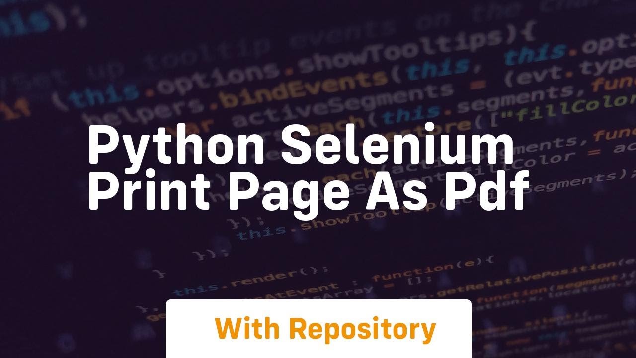 python selenium print page as pdf - YouTube