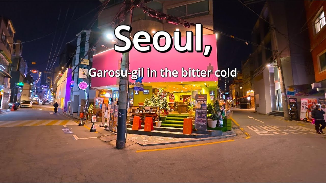 체감기온 영하 11°C 금요일 밤 강추위 속 강남 신사동 가로수길 4KㅣASMRㅣNOISEㅣ-9°C. A Night in Sinsa-dong, Gangnam
