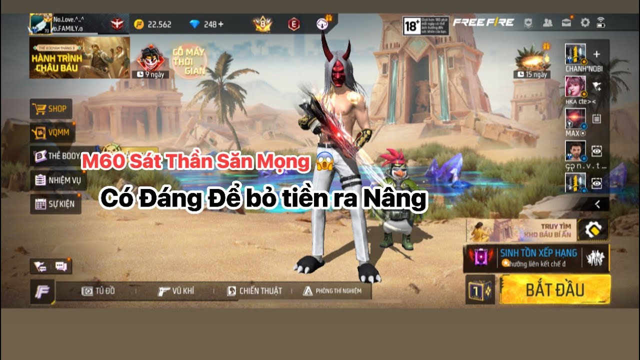 Freefire | khẩu M60 mạnh nhất các loại súng nâng cấp đây Saoo | Hoàng Hải 