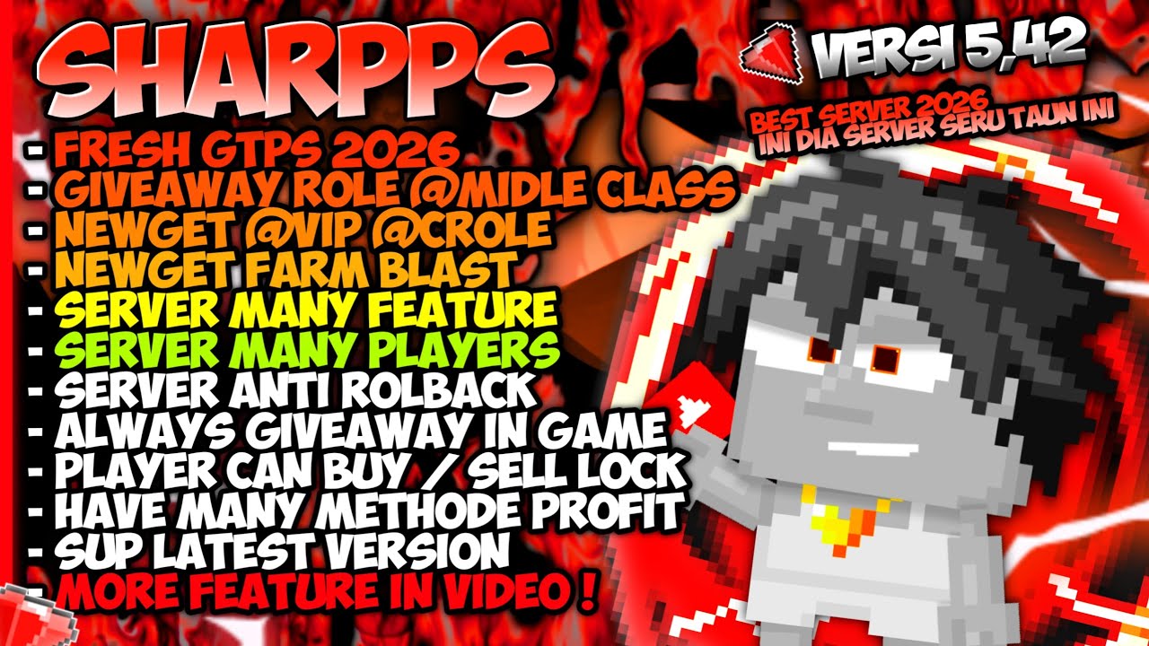 GTPS Terbaru 2026 ❗ SHARPPS❗ Giveaway Role @MIDLECLASS 😎 - Growtopia private server