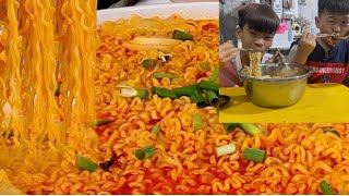 mukbang challenges a super large pot of noodles