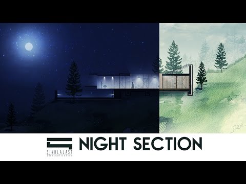 Day to Night Section Rendering - Photoshop Architecture