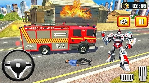 Firefighter Robot Transform Truck - Emergency Rescue Simulator Game #1- Best Android Gameplay