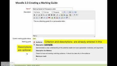 Moodle Marking Guide