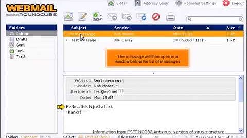 How to open an email message in RoundCube
