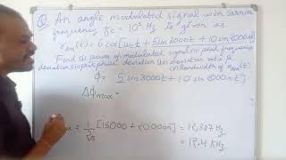 Numerical | Angle Modulation | Signal Power | Peak Frequency deviation | Phase deviation | Bandwidth