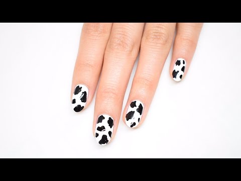 Cow Print DIY Nail Art - YouTube
