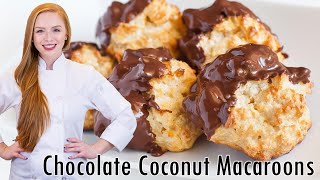 Classic Coconut Macaroons in Chocolate - EASY Recipe!!