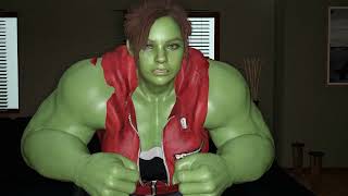 Realistic Claire Redfield She Hulk Transformation