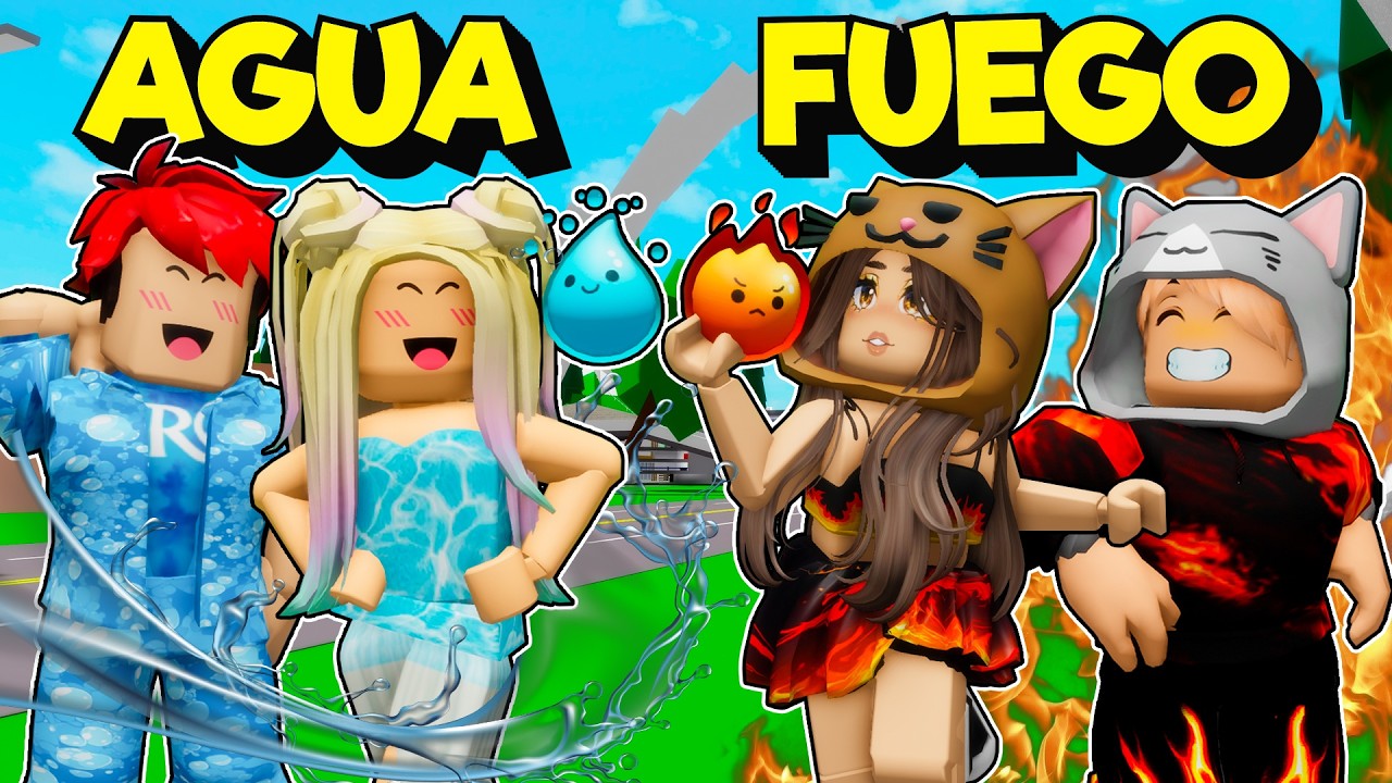FAMILIA ELEMENTAL de AGUA vs FUEGO en Brookhaven Roblox