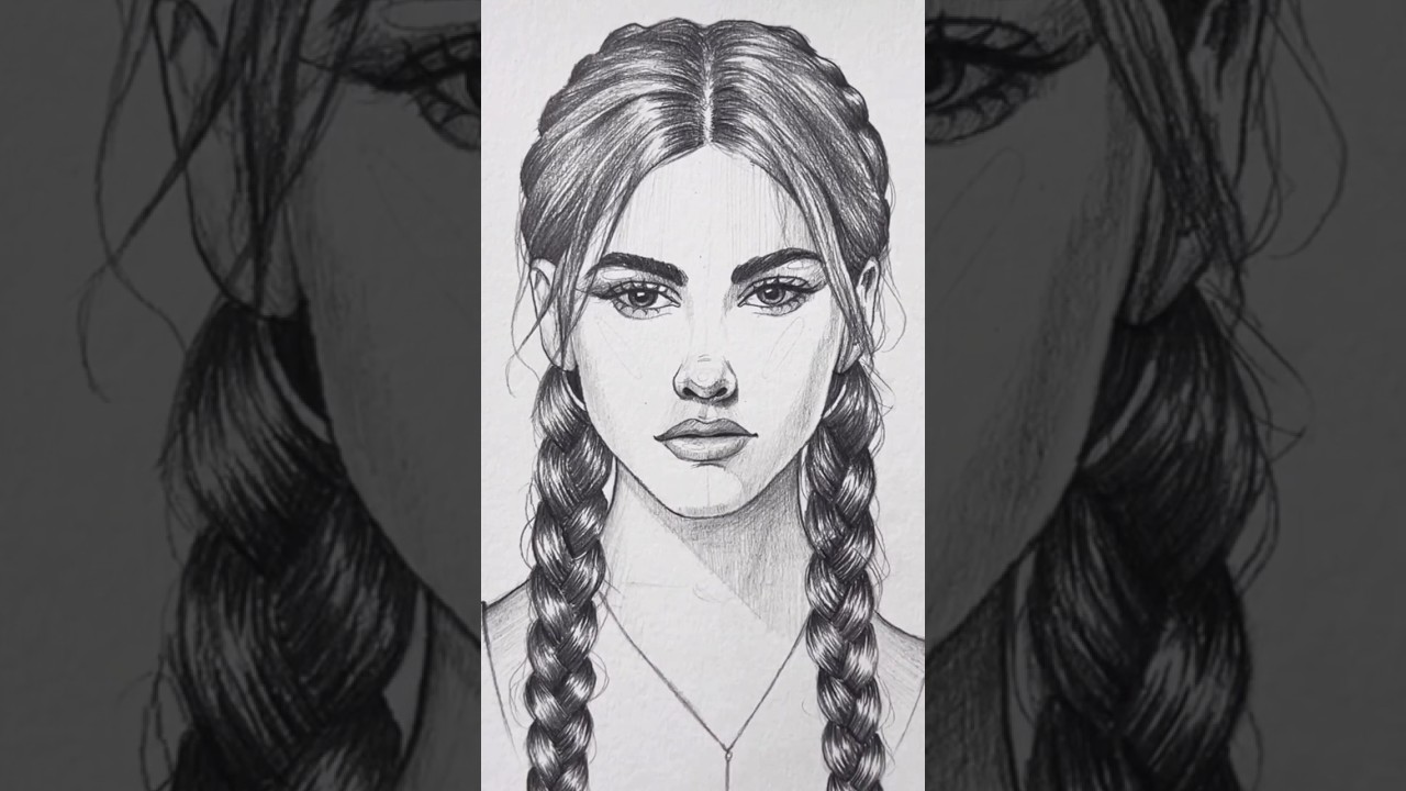 INNOCENT GIRL 😔😒 with braid drawing. 