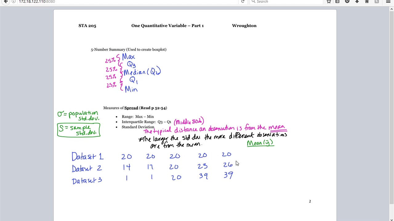 One Quantitative Variable - Numerical Summaries
