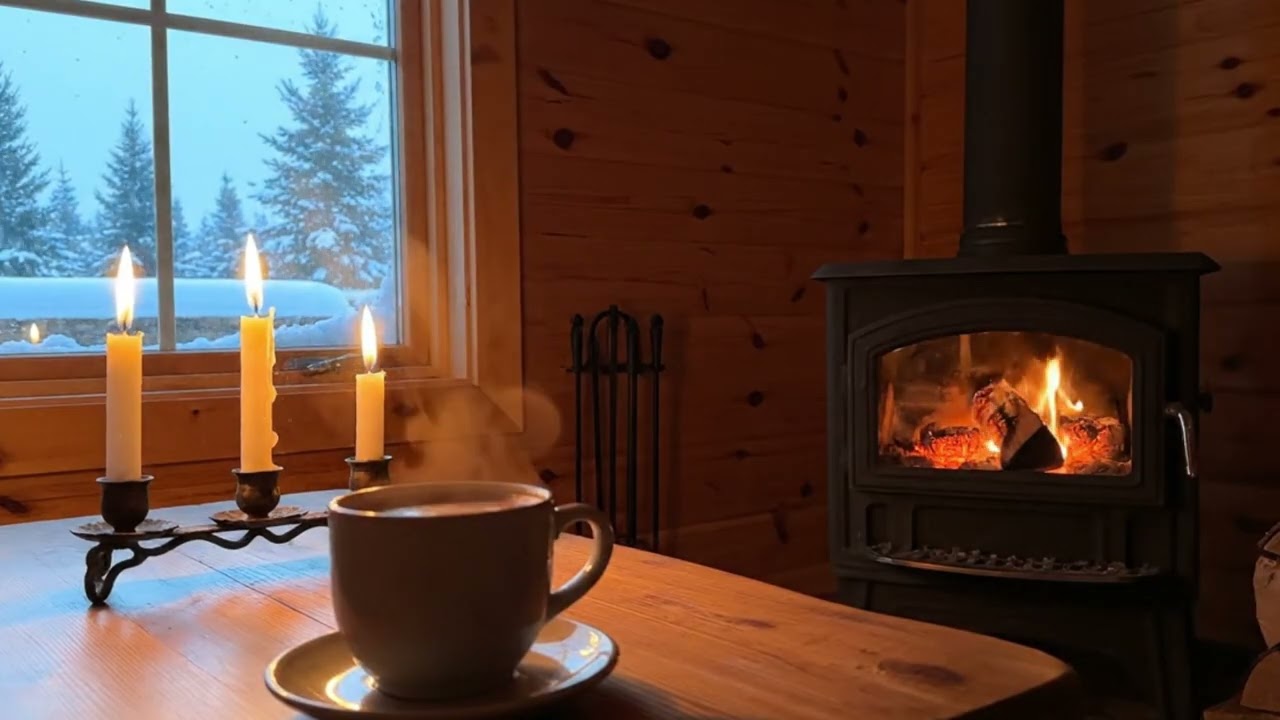 Cozy Cabin Library in a Blizzard ❄️ Dark Academia Jazz for Studying, Reading & Deep Sleep