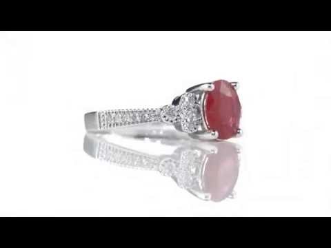 Ruby Ring with Diamonds 1.5 Carat in 10K White Gold