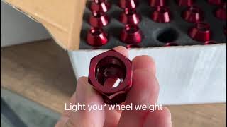 vedio SSTI Red Titanium Lug Nuts M14x1.5 Open End Lug Nuts