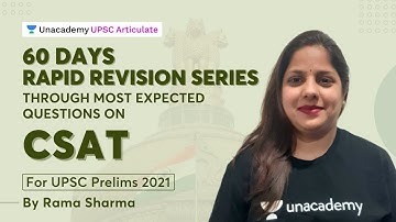 60 Days Rapid Revision Series through Most Expected Quesions on CSAT | UPSC Prelims | Rama Sharma