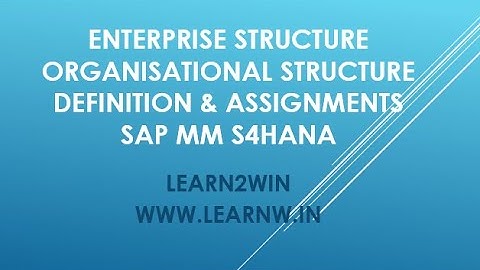 Enterprise Structure in SAP MM | Organizational Structure SAP MM #sap #sapmm #sapsd #learn2win #erp