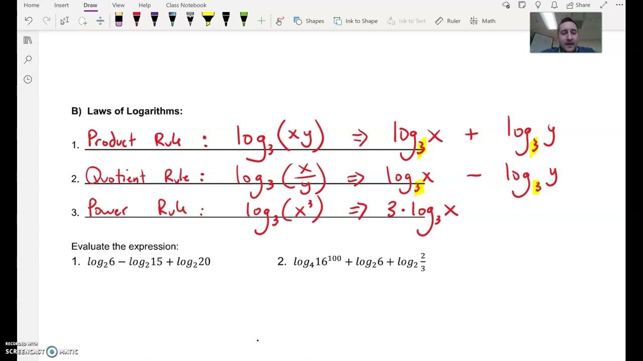 Log Rules PreCalc YouTube