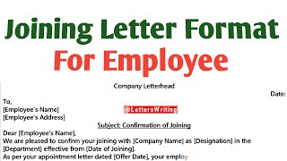 Joining Letter For Employees | Employee Joining Letter | Letters Writing Joining Letter For Employees | Employee Joining Letter | Letters Writing