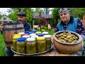 Beef stuffed grape leaves picking fresh grape leaves and cooking dolma