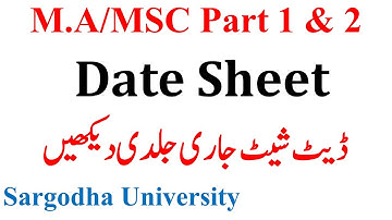 MA MSc MCOM Part 1 & 2 Annual 2022 Date Sheet Announced Sargodha University MA MSc Exams UOS 2022