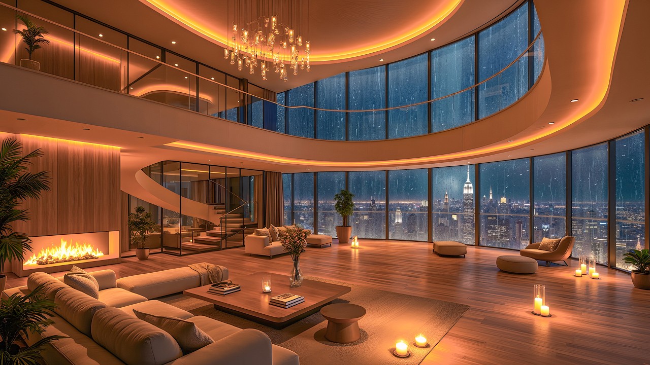 Peaceful Rainy Night – Cozy Piano Jazz in a Warm Apartment for Sleep & Winding