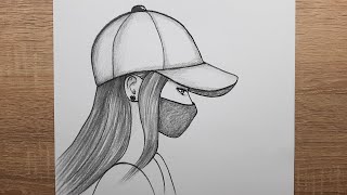 Şapka Takan Maskeli Güzel Kız Resmi Adım Adım Nasıl Çizilir