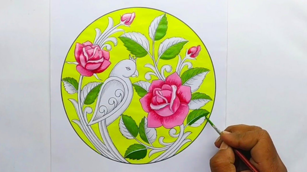 Alekhan || how to draw lotus alekhan drawing in circle - YouTube