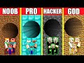 Minecraft Battle: TUNNEL HOUSE BUILD CHALLENGE - NOOB vs PRO vs HACKER vs GOD / Animation PIT HOLE