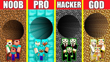 Minecraft Battle: TUNNEL HOUSE BUILD CHALLENGE - NOOB vs PRO vs HACKER vs GOD / Animation PIT HOLE