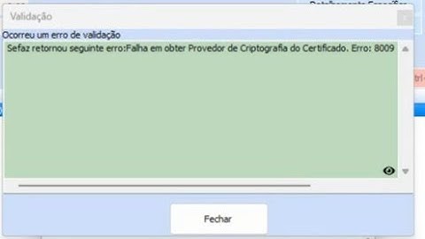 Solução Sefaz retornou erro: Falha em obter provedor de Criptogragia do Certificado. Erro: 8009