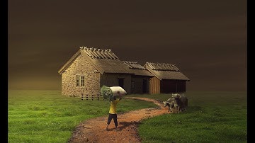 Alone home | A farmer with his Buffalo | Photoshop manipulation tutorial |