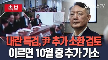[🔴속보] 내란 특검, 윤석열 추가 소환 검토…이르면 10월 중 추가기소 / 연합뉴스TV(YonhapnewsTV)