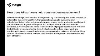 AP Software for Construction Management