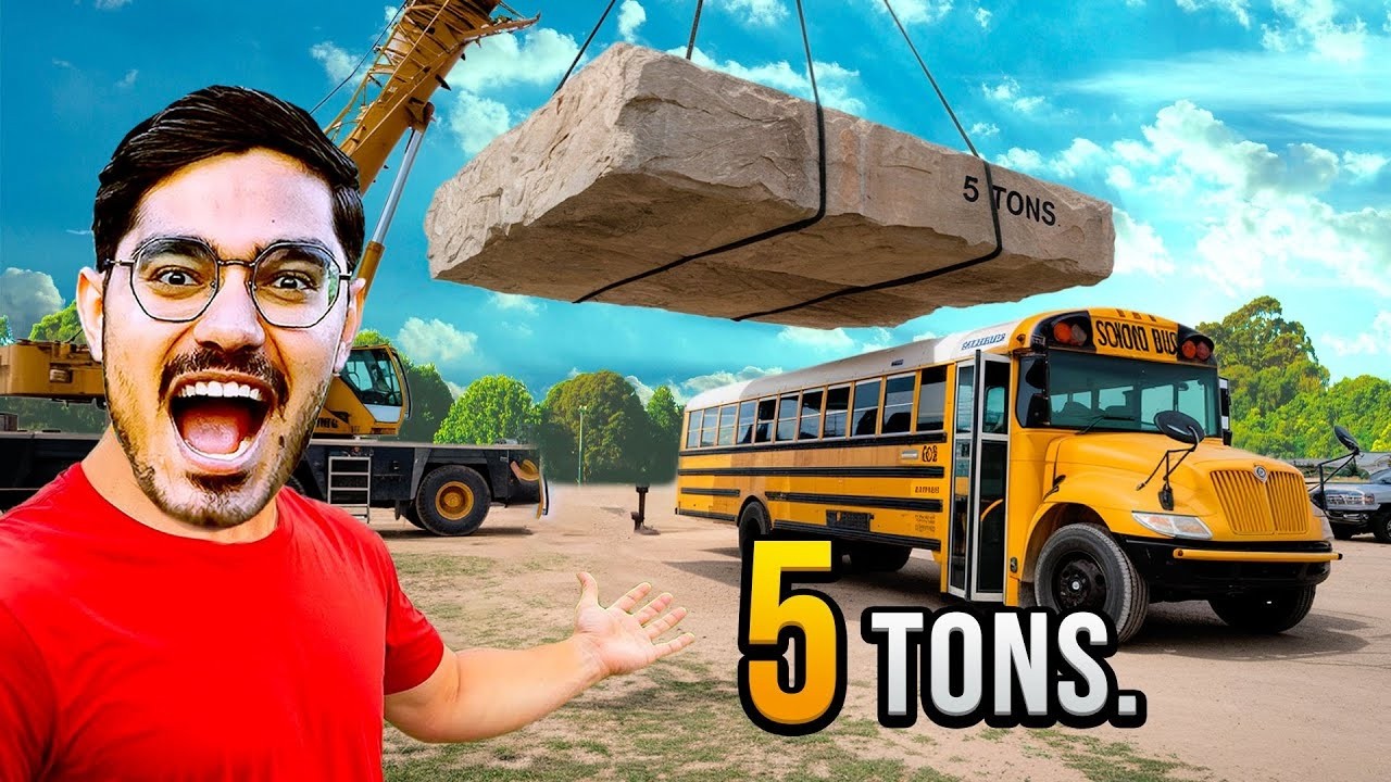 We Dropped a 5000 Kg Stone on a Bus Will It Survive - YouTube