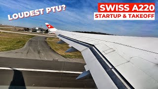 LOUDEST SPOOLUP? Swiss Airbus A220-100 | Startup &amp; Takeoff from Frankfurt | PTU &amp; Engine Howl [4K]