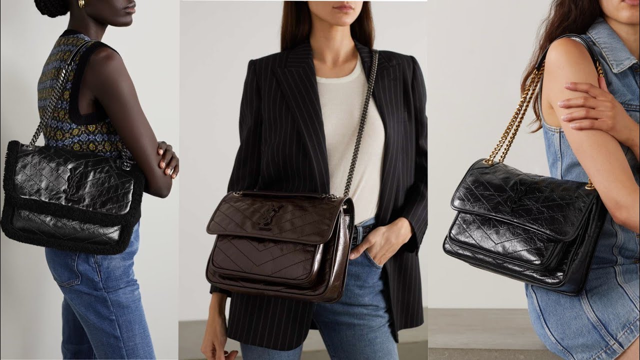 Saint Laurent Medium Niki Crinkled Matelassé Leather Shoulder Bag