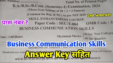 Business Communication Skill |B.A B.Sc 1st Year 2nd Semester Exam 2024 |BA 1st Year Paper Answer Key