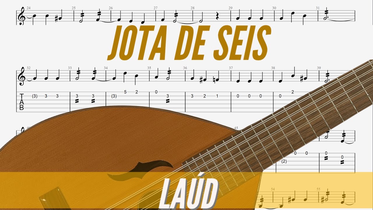 Jota de Seis (Coros y Danzas de Santomera). Tutorial laúd y bandurria partitura cifrada.